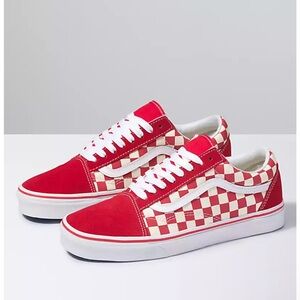 Red and White Vans Primary Check Old Skool Shoe